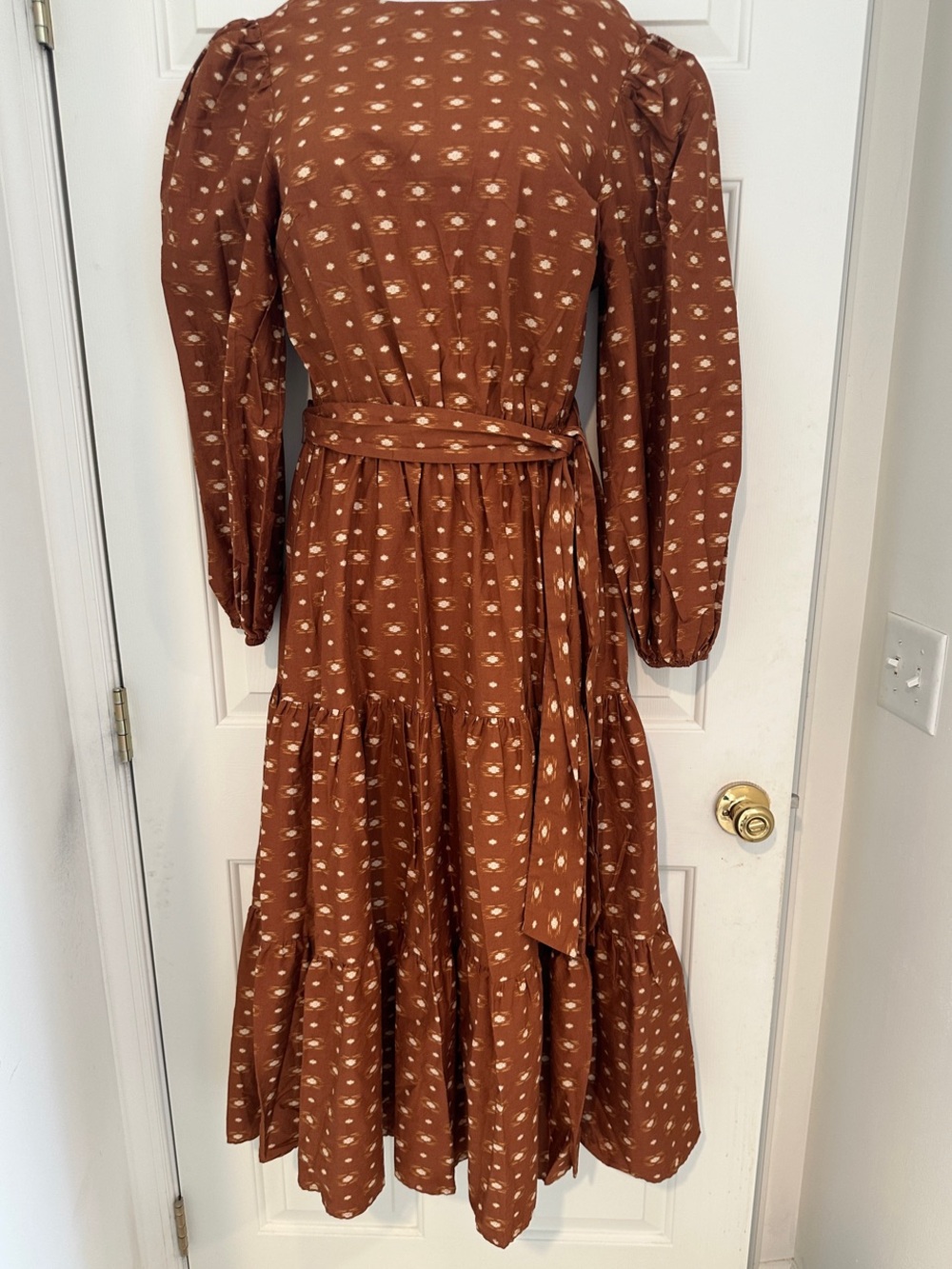 Flying Tomato Brown Maxi Dress with Cream Dot Print